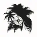 Palm Tree compass tattoo design idea