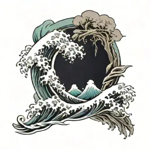 raging waters in a frame  tattoo design idea