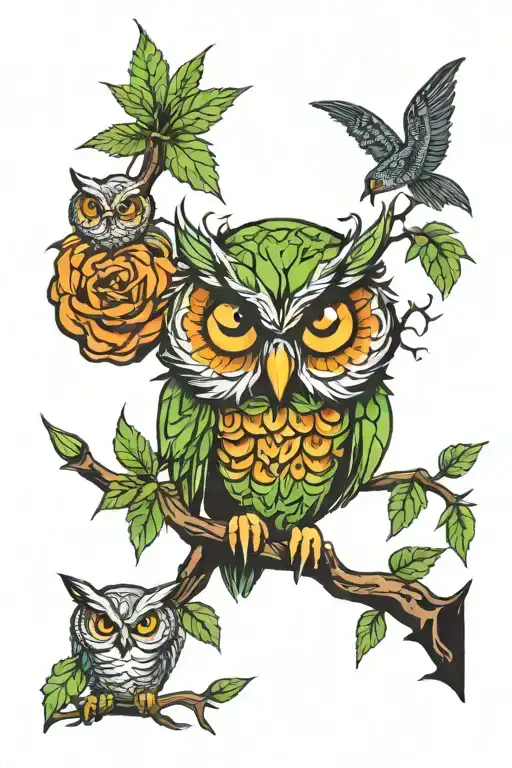 marijuana, halloween, owl tattoo design idea