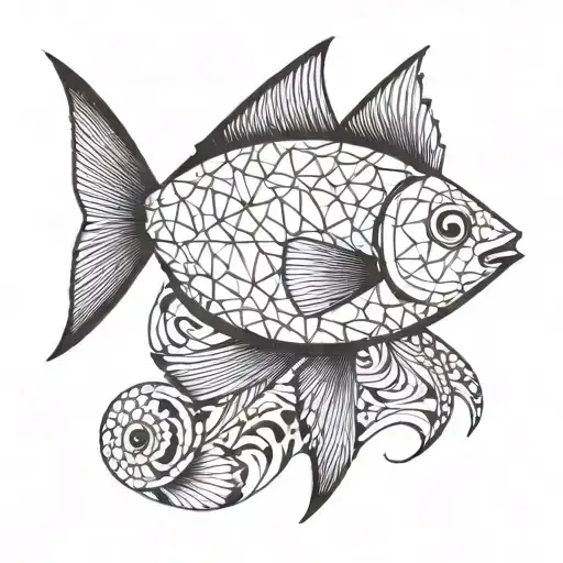 one fish swim opposite direction tattoo design idea