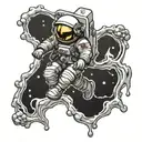 melting astronaut floating tattoo design idea