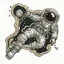 melting astronaut floating tattoo design idea