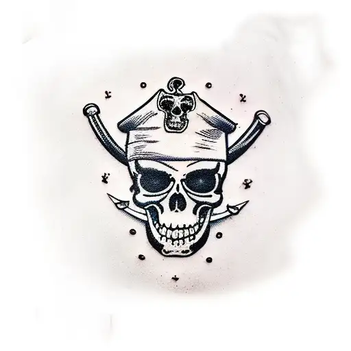 Blackbeard Pirates Jolly Roger, Sailor Jerry, Natural bone tattoo design idea