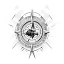 eagle with 3d compass tattoo design idea