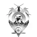 eagle with 3d compass tattoo design idea