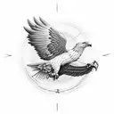 eagle with 3d compass tattoo design idea