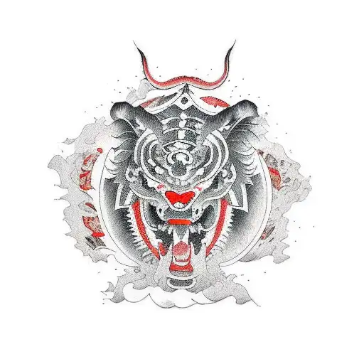 red tiger tattoo design idea