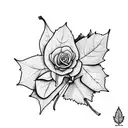 maple leaf, oak leaf, rose, trillium flower  tattoo design idea