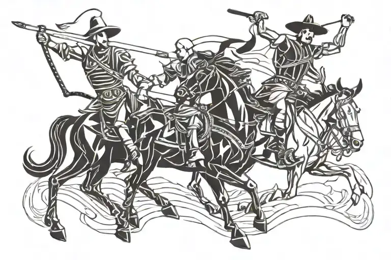 Picasso Don Quixote one shoulder blade and bulls and bull fighters the other tattoo design idea