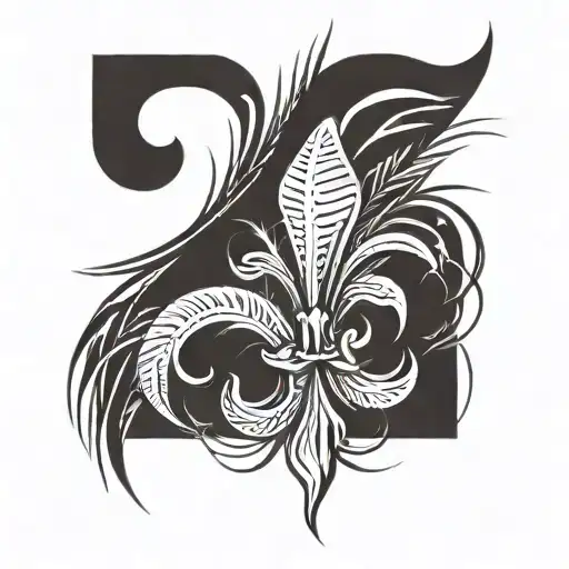 Louisiana Cajun inspired fleur de lis made out of marsh grass tattoo design idea
