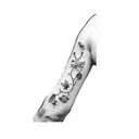 add a minimalistic dainty floral decorative design to compliment the existing tattoo tattoo design idea