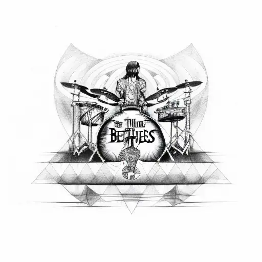 Combine elements of rock music and the Beatles in a sketch style tattoo design tattoo design idea