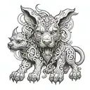 Main Elements:  	1.	Cerberus: The three-headed guard dog from Greco-Roman mythology, placed on the front side of the arm tattoo design idea