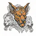 Main Elements:  	1.	Cerberus: The three-headed guard dog from Greco-Roman mythology, placed on the front side of the arm tattoo design idea