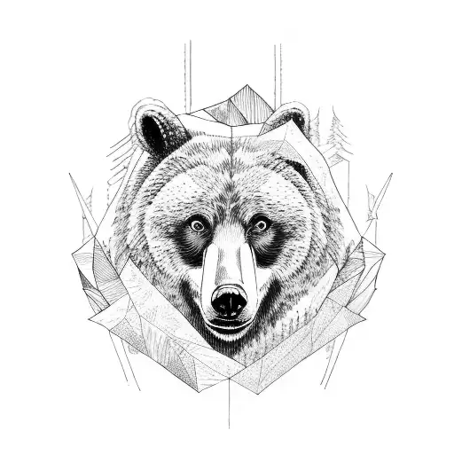 bear and wolf tattoo design idea