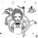 Curly-haired Alice in Wonderland tattoo design idea