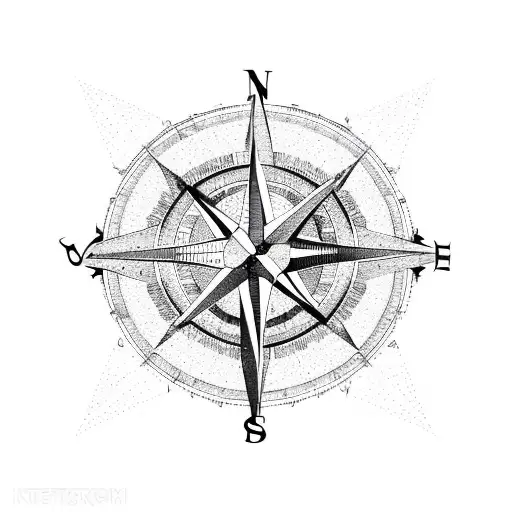 compass with eastern mediterranean and stars on tel aviv amman and jerusalem tattoo design idea
