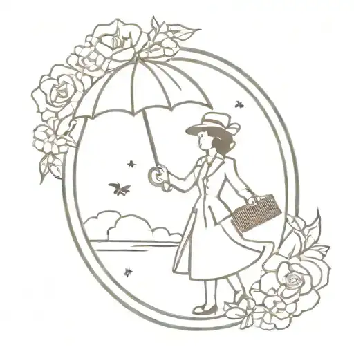 Mary poppins inspired boho tattoo design idea