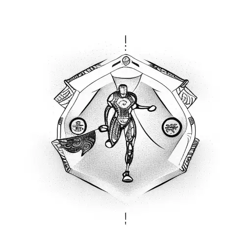 Ironman Triathlon finish line with swim, bike, and run icons tattoo design idea