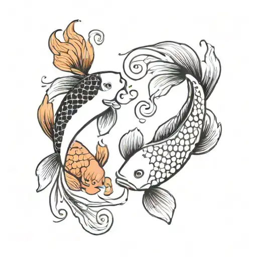 picese fish yin yang koi fish tattoo design idea