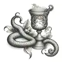 snake arounds Chalice tattoo design idea