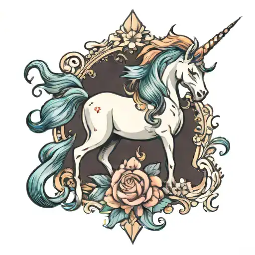 unicorn tattoo design idea