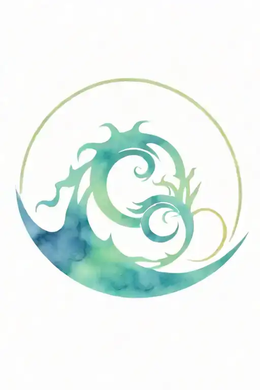 A fusion of Japanese design elements with tribal patterns representing the cycle of life and death tattoo design idea