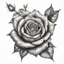 A delicate black and grey rose wrapping around a bold cross tattoo design idea