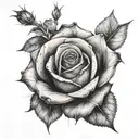 A delicate black and grey rose wrapping around a bold cross tattoo design idea