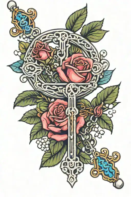 Rosary with roses around it  tattoo design idea