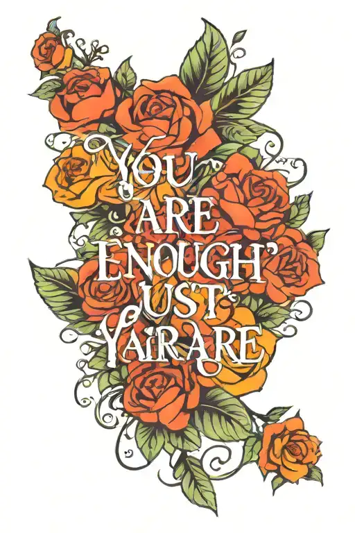 "You are enough just as you are" written in semi-thick font tattoo design idea