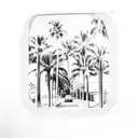 Polaroid picture with a car and palm trees in the bacground, miami vice vibes tattoo design idea