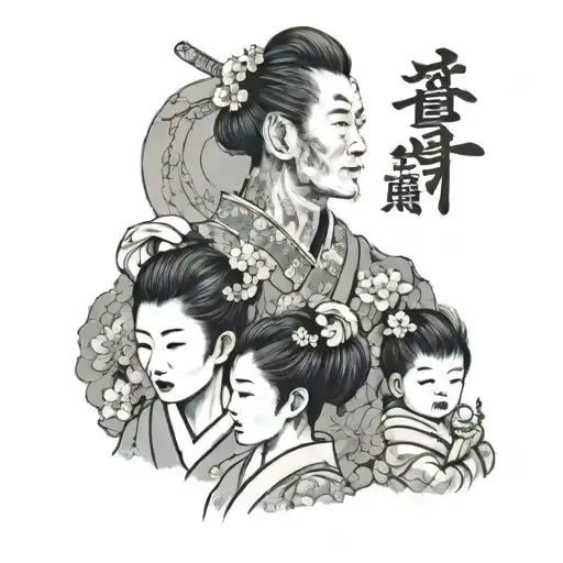 family in Korean   tattoo design idea