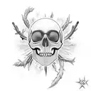 overgrown skull with halo tattoo design idea