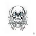 overgrown skull with halo tattoo design idea