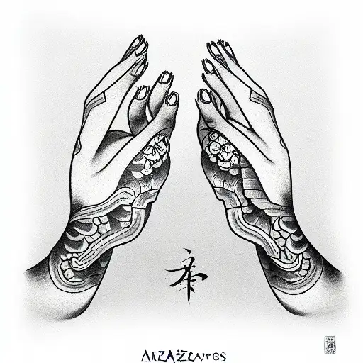 2 hands praying with the name ana tattoos on them tattoo design idea