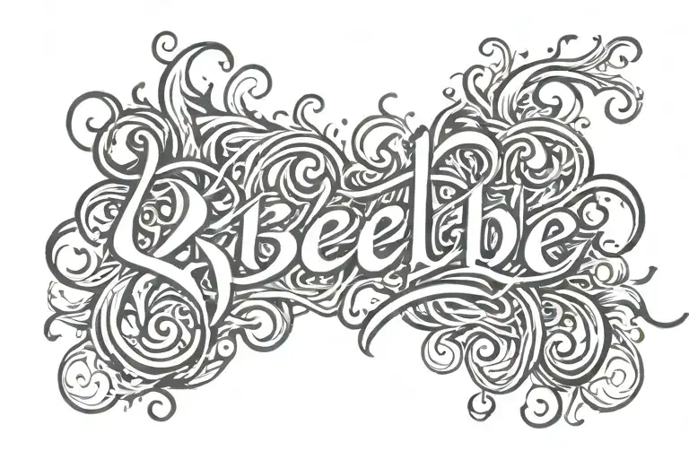 the word "rebelde" in a calligraphy text style with sparks, flames, and smoke in a black and white color tattoo tattoo design idea