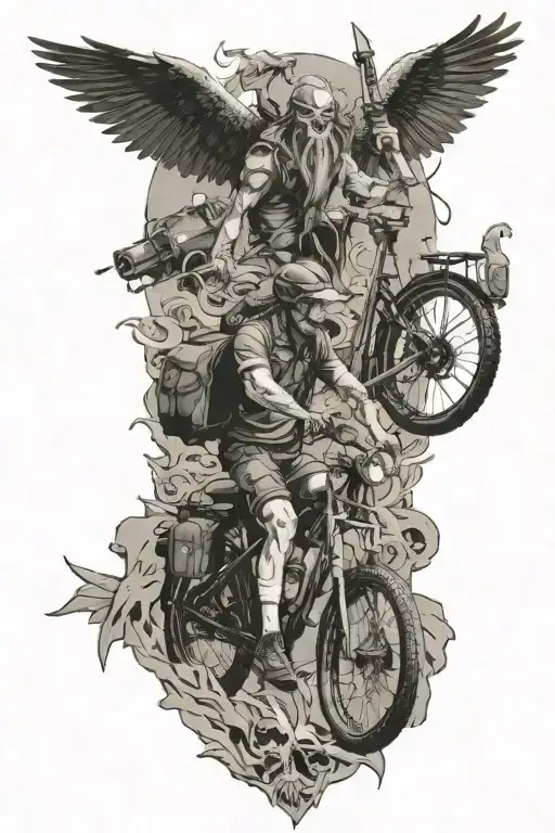 Bikepacking, avatar and attack on titans wall tattoo design idea