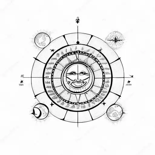 Astrological Chart with Sun and Moon tattoo design idea