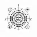 Astrological Chart with Sun and Moon tattoo design idea