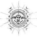 Astrological Chart with Sun and Moon tattoo design idea