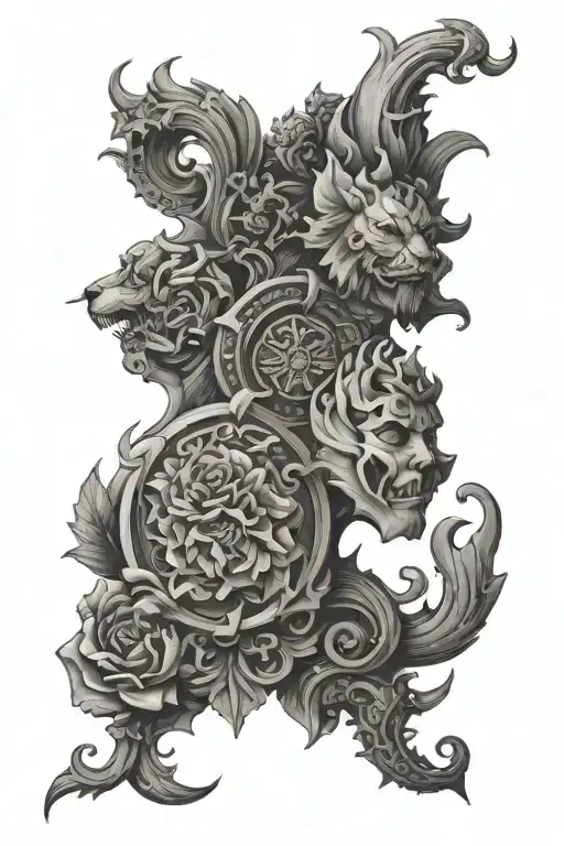 Ornaments that shows power and bravery honor and respect tattoo design idea