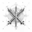 giant iron screw tattoo design idea