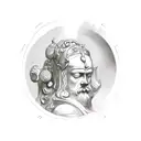 Scandinavian shoulder binding with an antique statue in the center tattoo design idea