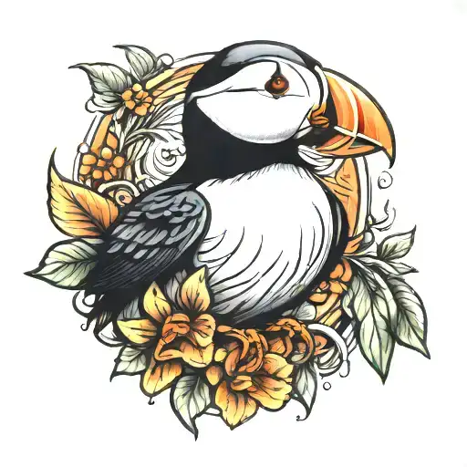 puffin tattoo design idea