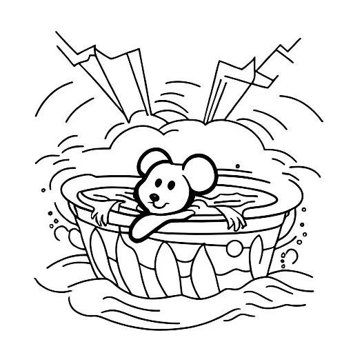 mouse in a kiddie pool swimming tattoo design idea