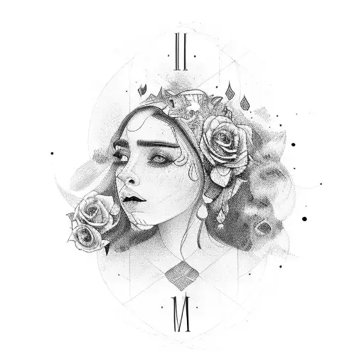 Lettering "Vivía encerrada en mi" tattoo design idea