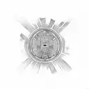 Paraguayan flag above, in the middle a yellow star with palm and olive tree and below with a pair of crossed machetes tattoo design idea