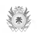 Paraguayan flag above, in the middle a yellow star with palm and olive tree and below with a pair of crossed machetes tattoo design idea