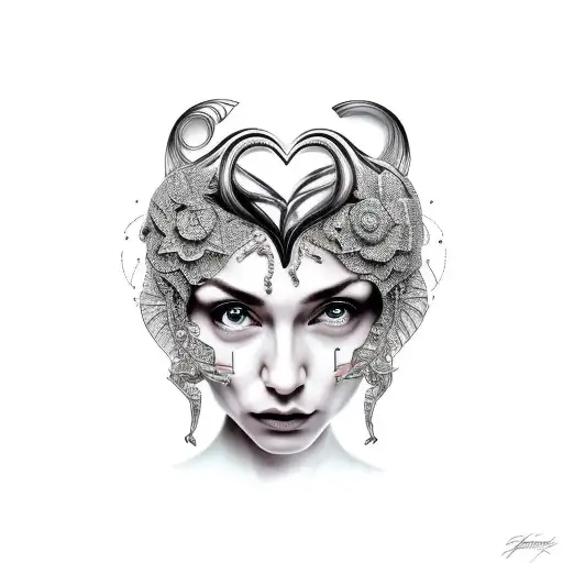 Woman holding heart tattoo design idea